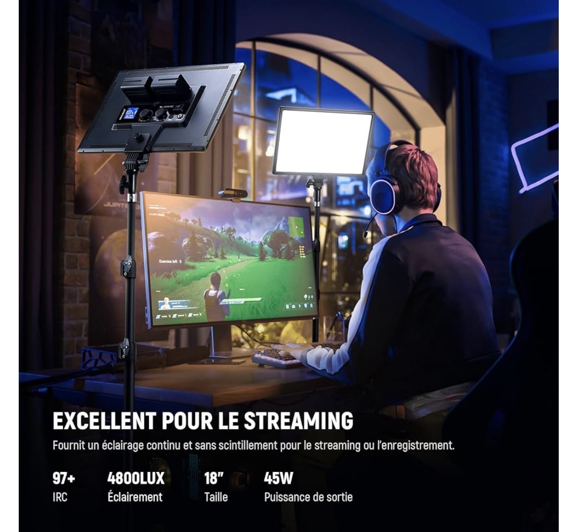 NEEWER 2 Packs 18 Inch LED Video Light Panel, Two-Tone Variable Video Lighting