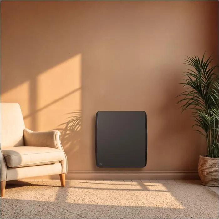 Fixed ceramic dry inertia electric radiator - BESTHERM - ARIA 500W - horizontal black