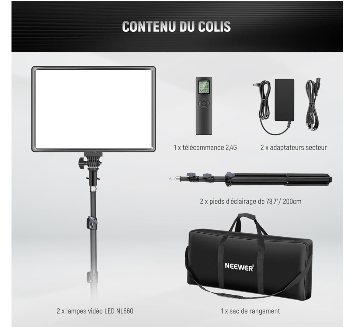 NEEWER 2 Packs 18 Inch LED Video Light Panel, Two-Tone Variable Video Lighting