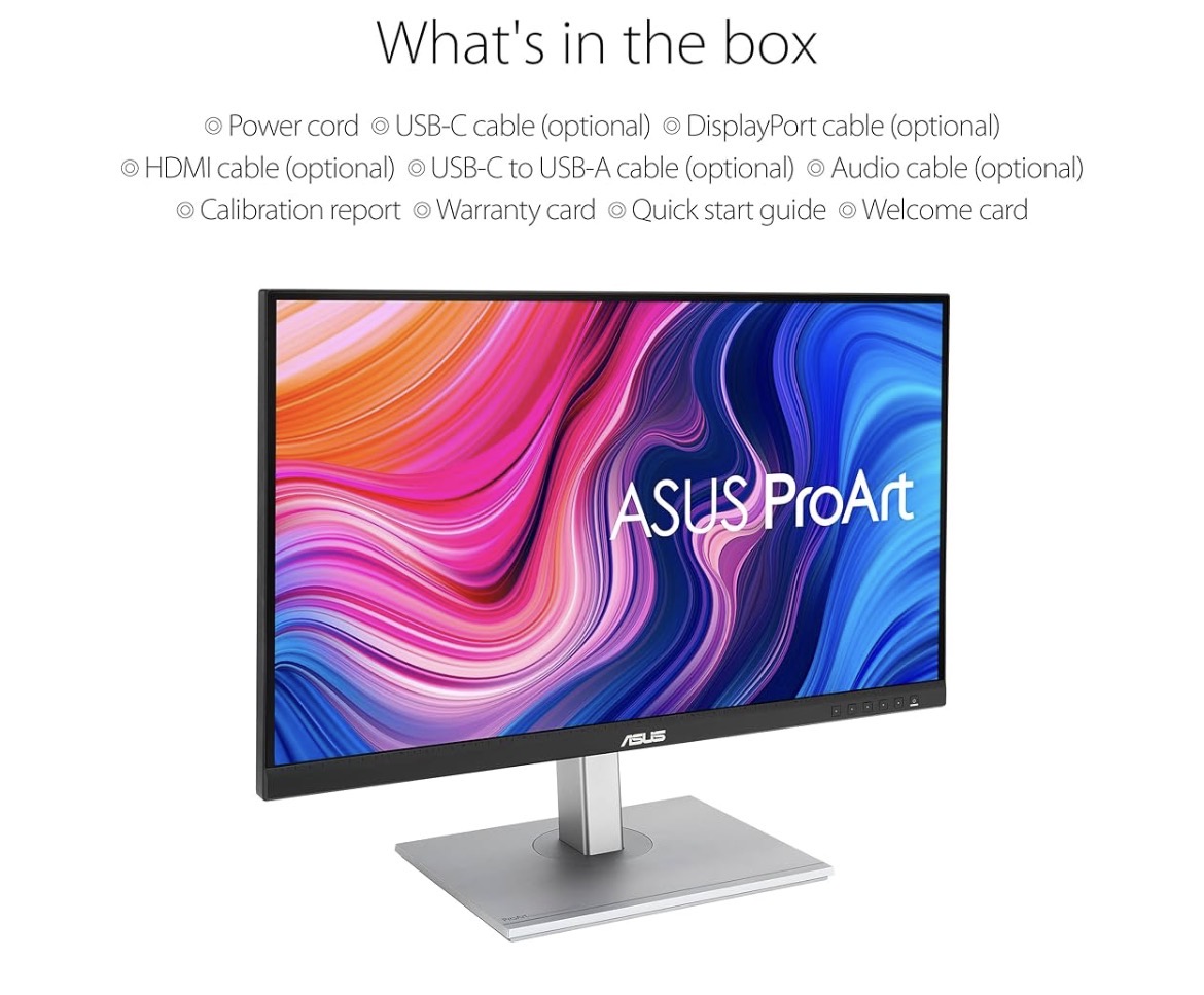 ASUS ProArt Display PA278QV – Professional Monitor 27'' IPS Panel,