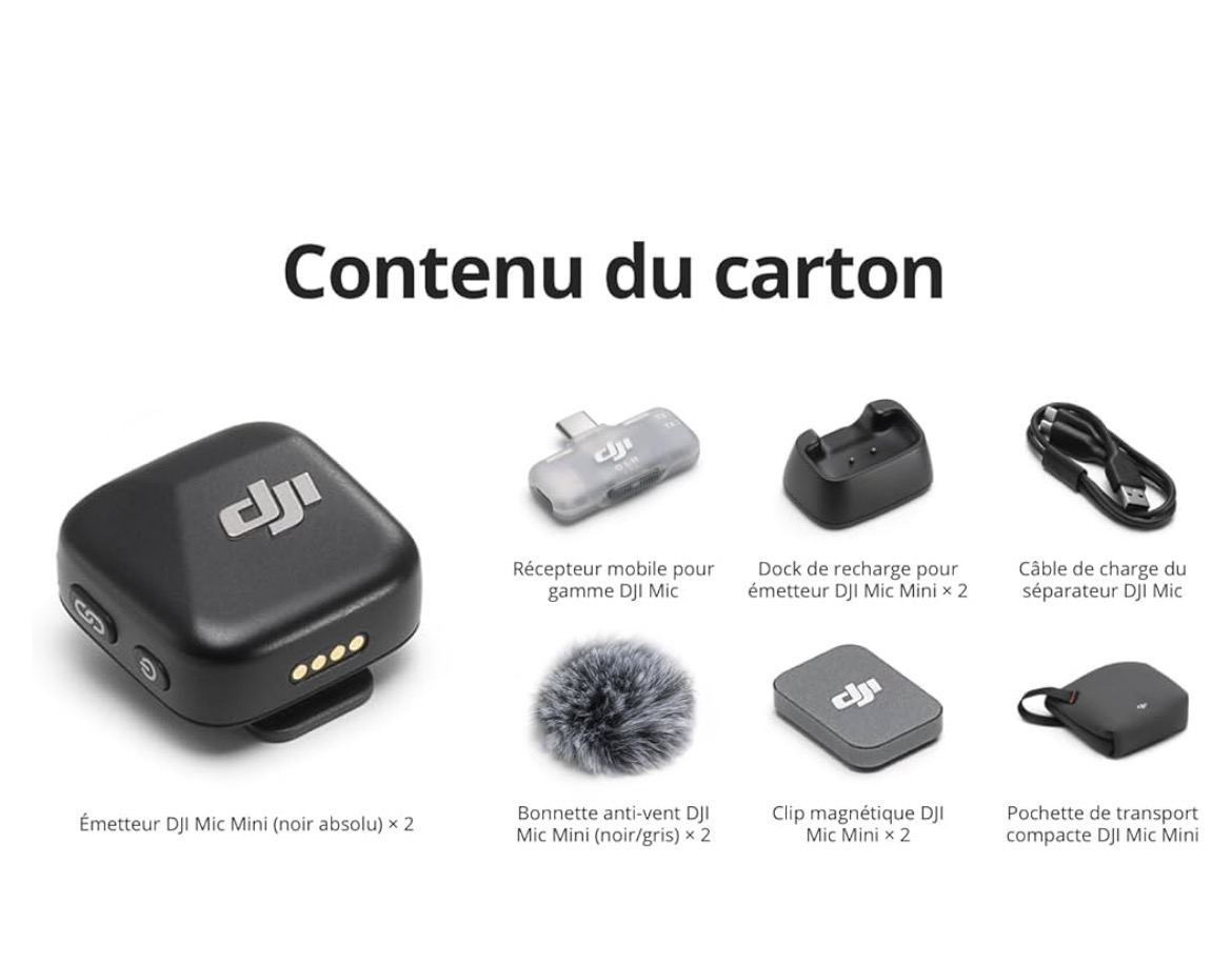 DJI Mic Mini (2 TX + 1 RX Mobile), Wireless Microphone